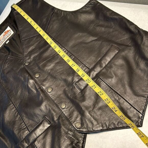 Saguro West Leather Vest Brown Mens Sz XL Western Snap Button - Picture 7 of 7